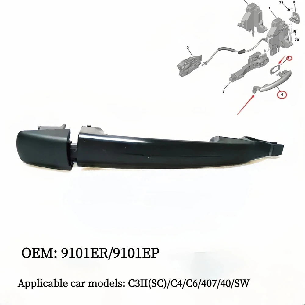 Car Door Handle 9101EP 9101ER Suitable For Citroen C3II(SC) C4 C6 Peugeot 407 407SW