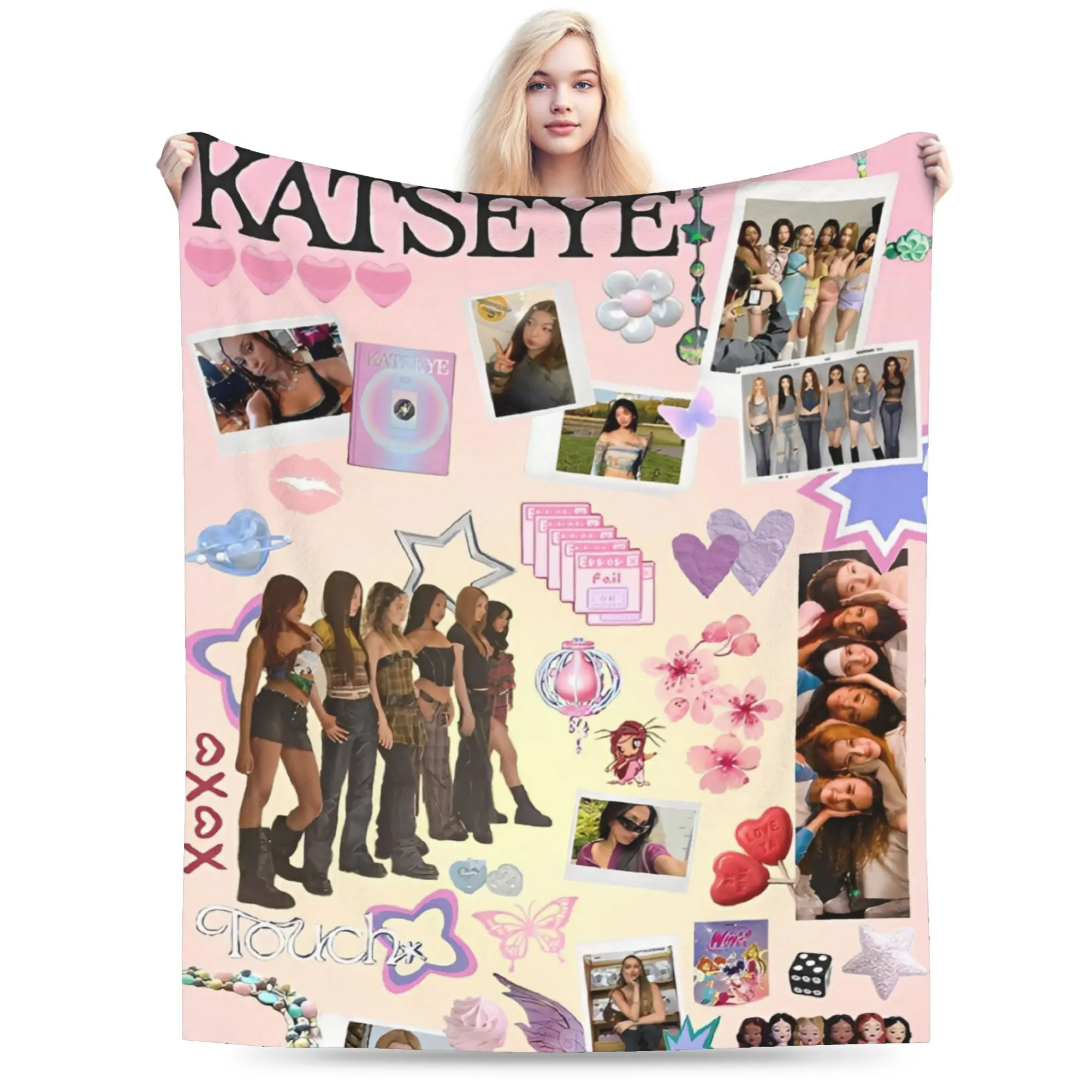 Katseyes Kpop Idol Blanket Korean Style Fuzzy Awesome Warm Throw Blankets for Coverlet  Winter