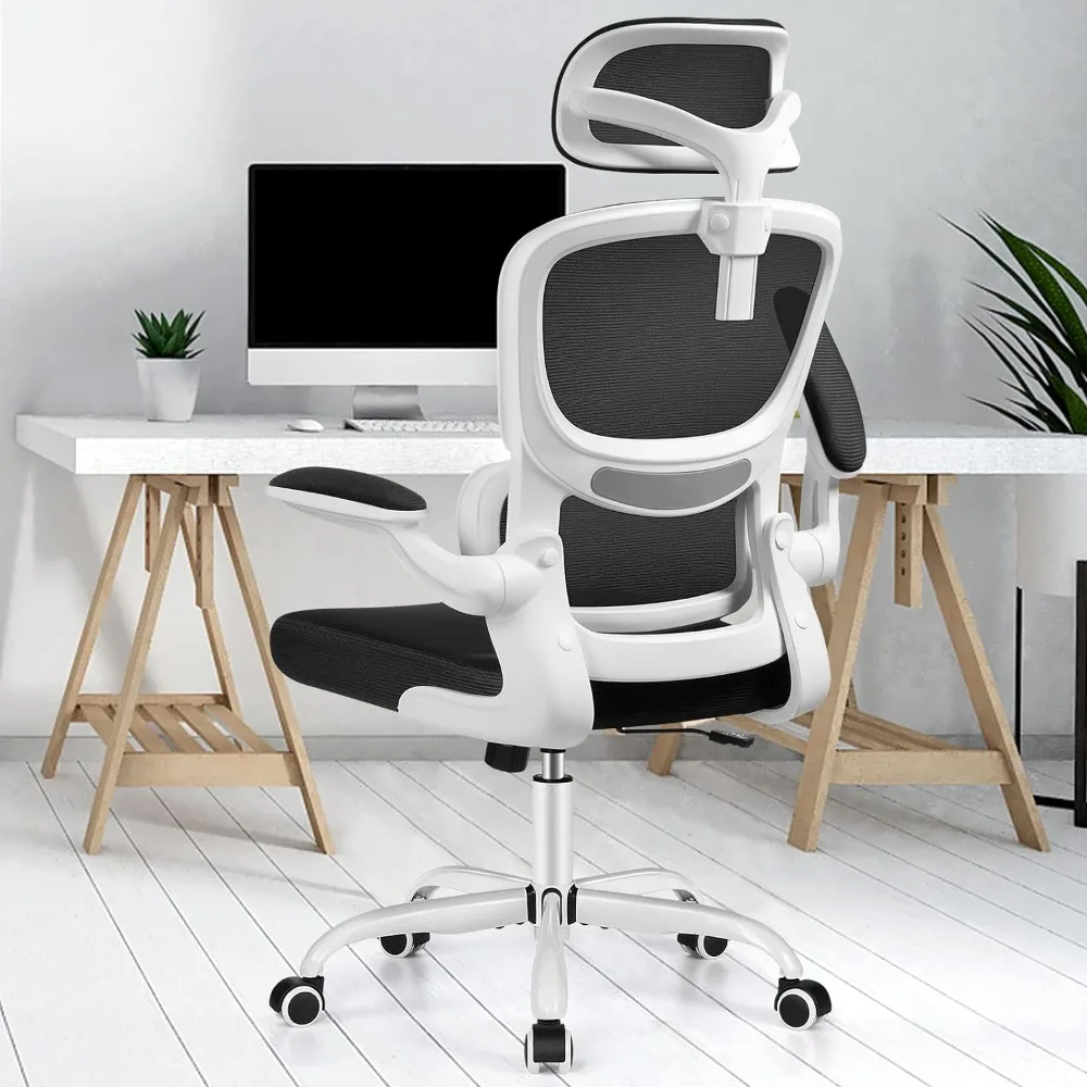 

Executive Swivel Chair for Home Office Free Shipping High Back Mesh Desk Chair With Lumbar Support and Adjustable Headrest Gamer