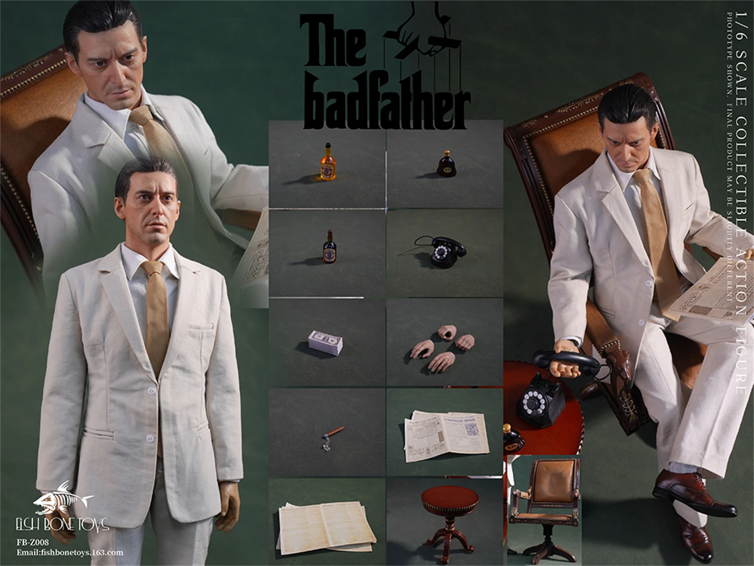 

FISH BONETOYS FB-Z008 1/6 Michael Corleone 2nd Godfather Action Figure Collection Model