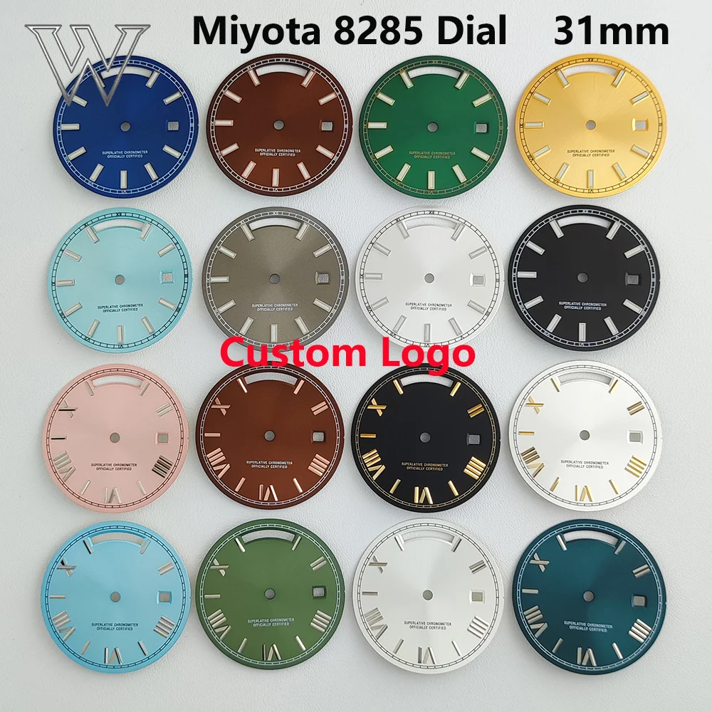 31mm Zifferblatt Miyota 8285 Uhrenzifferblatt mit individuellem Logo, grünes Nachtlicht, passend für Miyota 8285 Uhrwerk, Uhrenzubehör