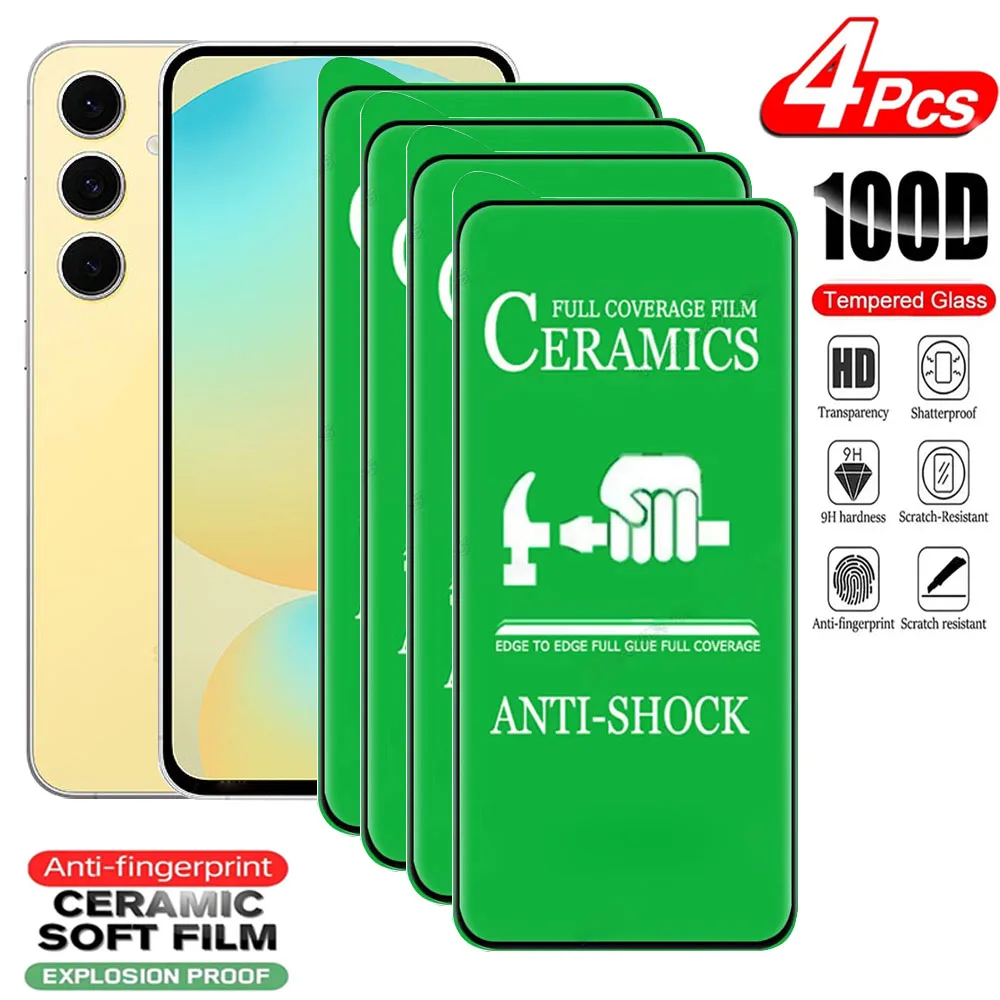 

4PCS Ceramic Film For Samsung Galaxy S25 Ultra Screen Protectors For Samsung S23 S22 S21 S20 Note 20 10 Plus S24 Ultra Soft Film