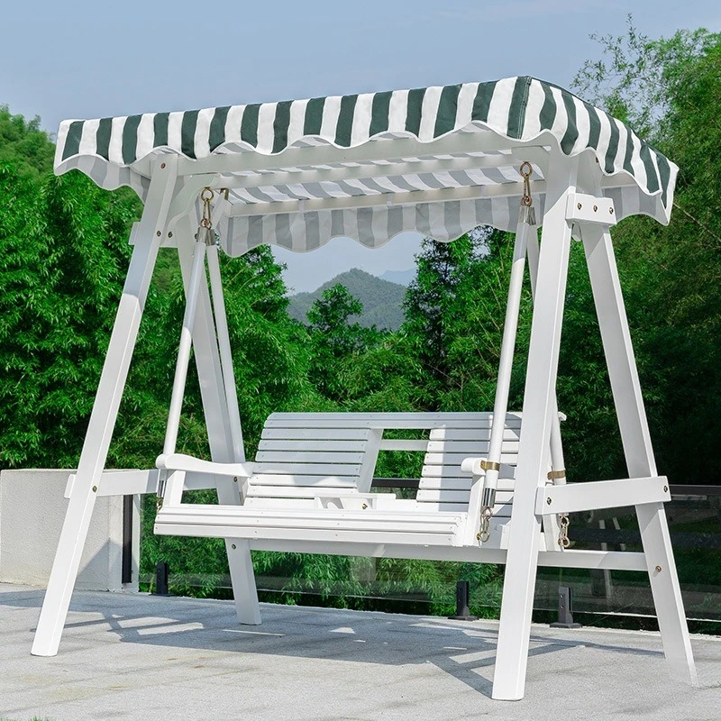 

Solid wood function three-person swing outdoor courtyard swing outdoor villa garden adult hammock rainproof rocking chair