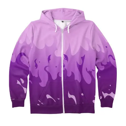 

Men Hoodie Aphmau Merch Hoodie Zipper Flame Purple And Red 3D Print Cool Zipper Coat for Women And Men Streetwear