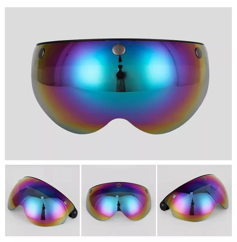 Universelles 3-Schnapp-Visier für Motorrad-Halbschalenhelme, Windschutz, hochklappbare Linse, Sonnenbrille, Halbschalenhelm-Visier, Windschutz – Detail 11