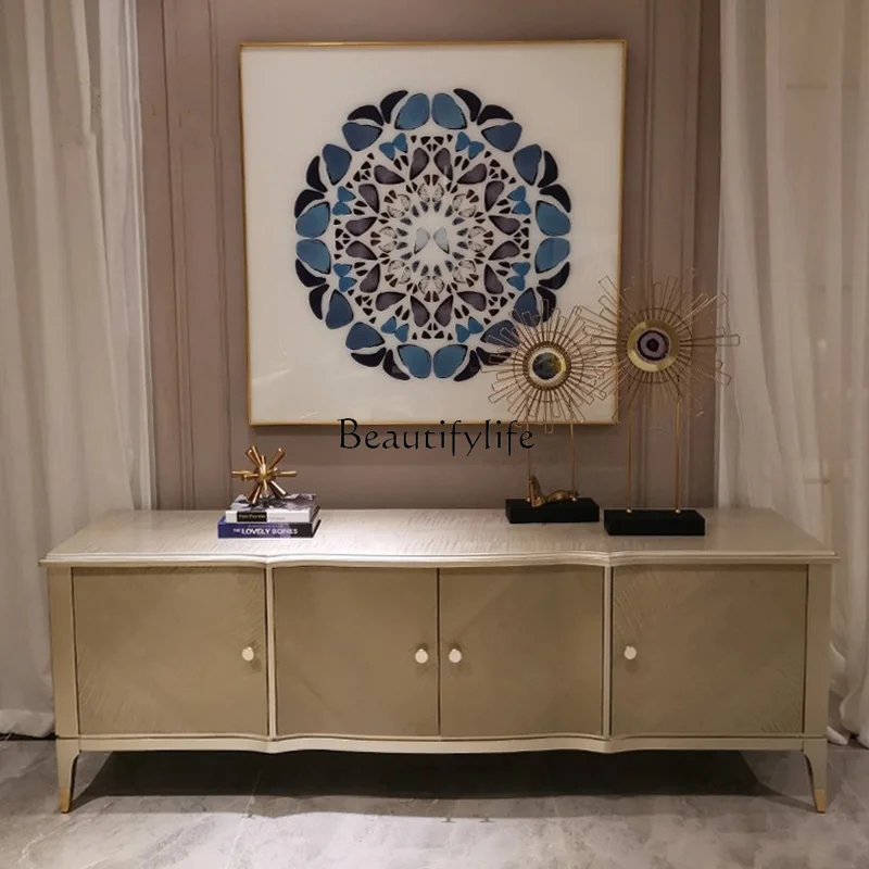 

American solid wood TV cabinet light luxury Italian living room video cabinet simple and modern