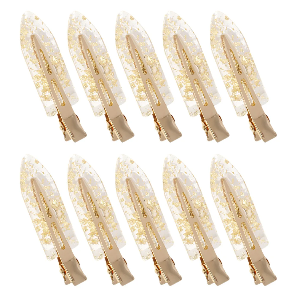 

10pcs Glitter Golden No Crease Hair Clips for Styling Sectioning Women Teens Plastic Accessories Non Slip Grip