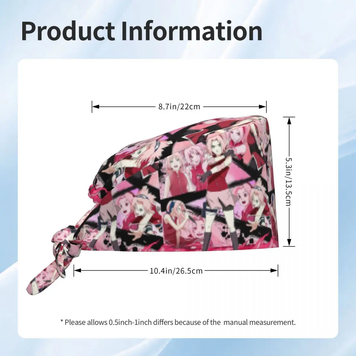 Aangepaste S-Sakuraes H-Harunoes Comic ademende scrubhoed chirurgische scrub caps verpleegkundige medische pet anime werk scrubs hoed voor chirurgisch