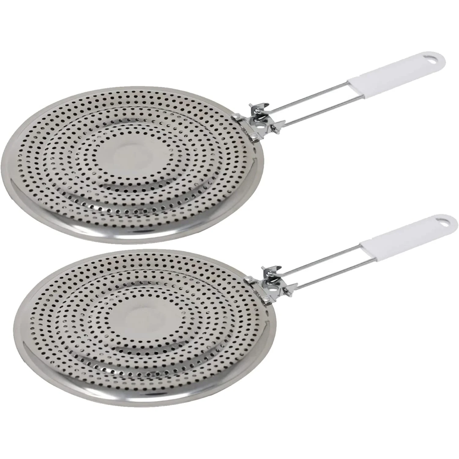 Heat Diffusers for Gas Stove or  Stove, Flame Guard, Simmer Plates, Folding Handle, Set of 2, 15 1/4