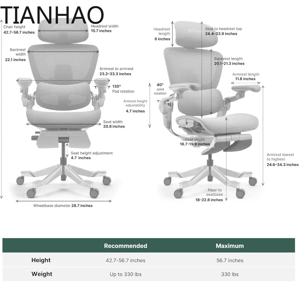 H2 Pro Premium Ergonomic Office Chair - Comfy Home Office Desk Computer Chair with Adjustable Back Support, Swivel Wheels
