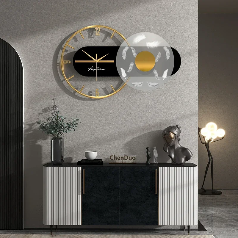 Size 3d Wall Clock for Living Room Decoration Stylish with Light Gift Led Wall Clock Modern Design Large Metal Gold Luxury Big