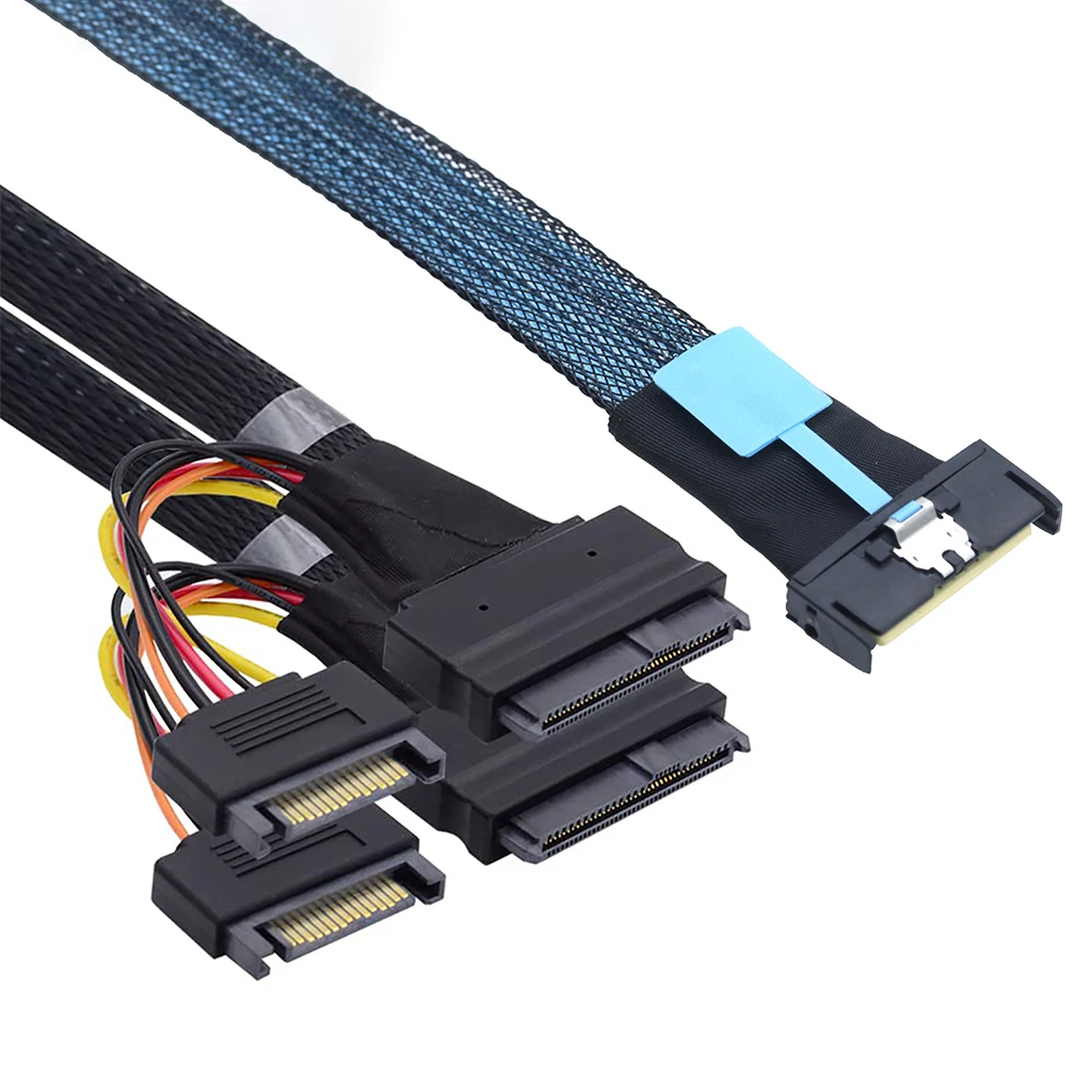 Slimline SAS MCIO 8i 74P To 2XSFF 8639+15P Adapter Cable for Server Connection Cable Server Data Transmission Cable