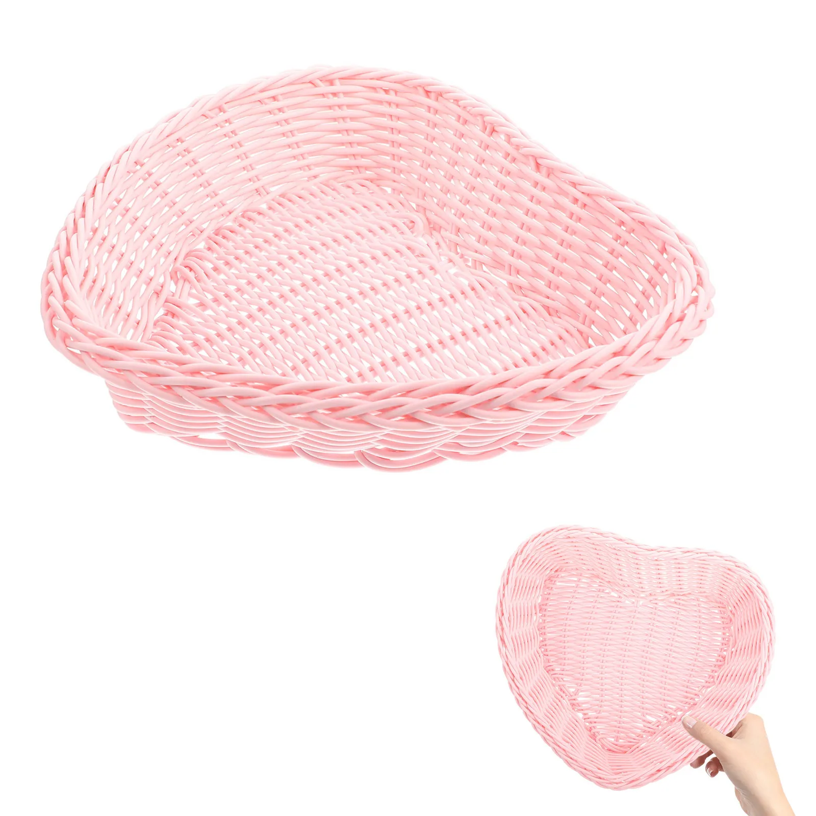 

Heart Shape Design Lightweight Woven Storage Basket For Dry Fruits Vegetables Candies Snacks Desktop Organizer Decorative