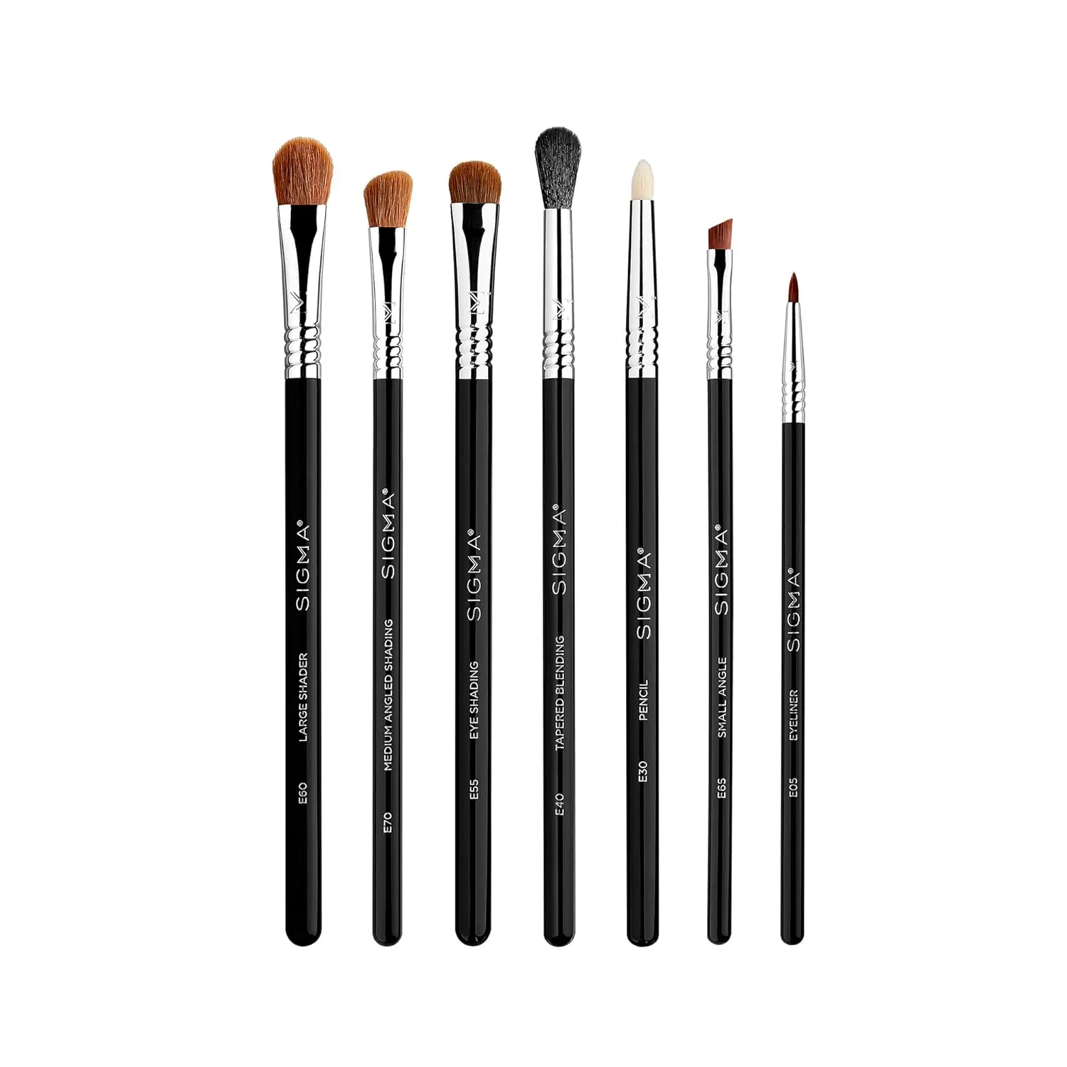 

Premium Eye Makeup Brush Set - 7 Black Brushes for Eyeliner, Eyeshadow & Eyebrows with Durable Handles