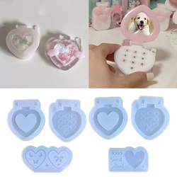 Kit de moldes de resina para teléfono con forma de corazón, marco de imagen, molde de silicona, molde de fundición de joyería DIY, colgante de corazón, llavero, molde de epoxi