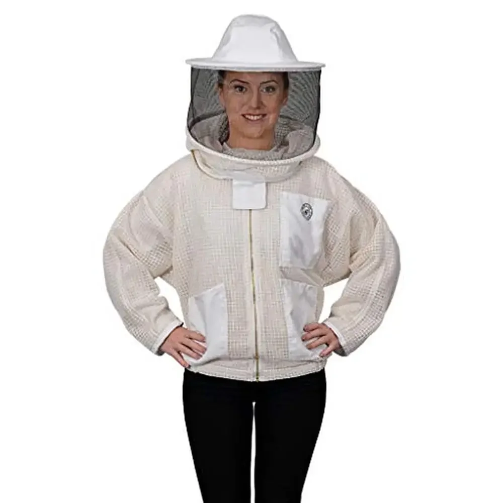 

Round Veil Aero Beekeeping Jacket Heavy Duty Brass Zippers Durable Polycotton-Lined Pockets Deluxe Canvas Carrying Case Aerated