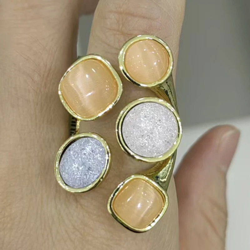 

2025 Newest Ladies Ring Party Gold Plated Round Jewelry Not Fading High Quality Unique Design Ring Gifts