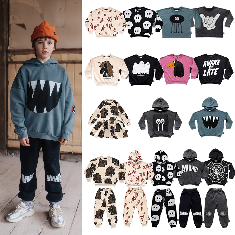 

LMH Brand Baby Outfit Set Girls Dress Children Unicorn Hoodies Cool Children's Top And Bottom Clothes Set Boys Cartoon Pants