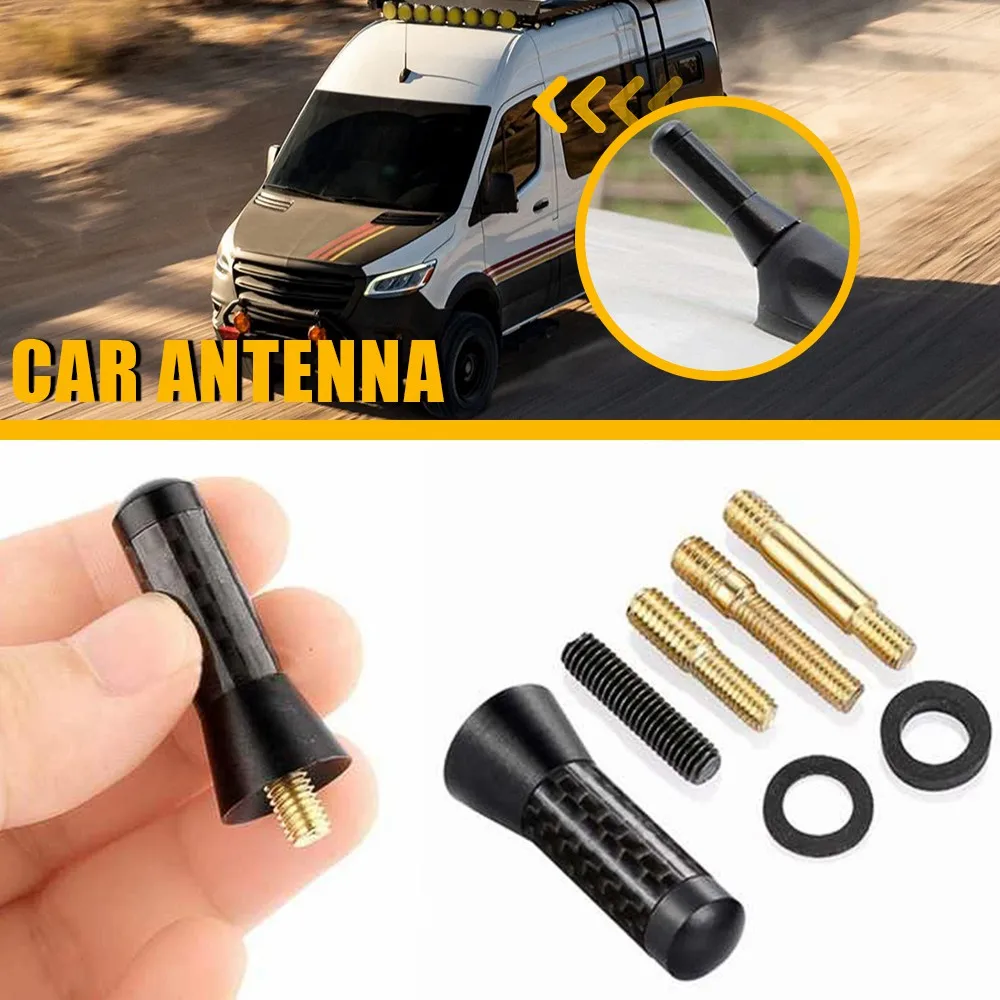

Universal Carbon Fiber Screw Metal Short Stubby Mast Antenna Car Styling Roof Antenna Enhanced Signal For Benz Car Accessories