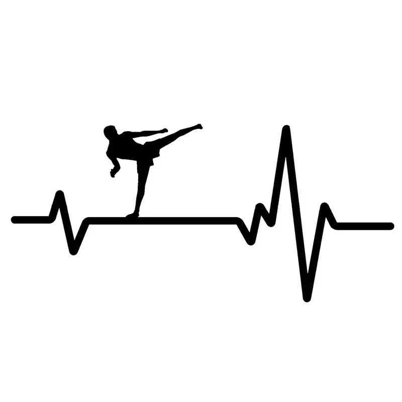 

Fashion Kickboxing Glove Man Heartbeat Vinyl Black/Silver Car Sticker 16.8CM*7.8CM