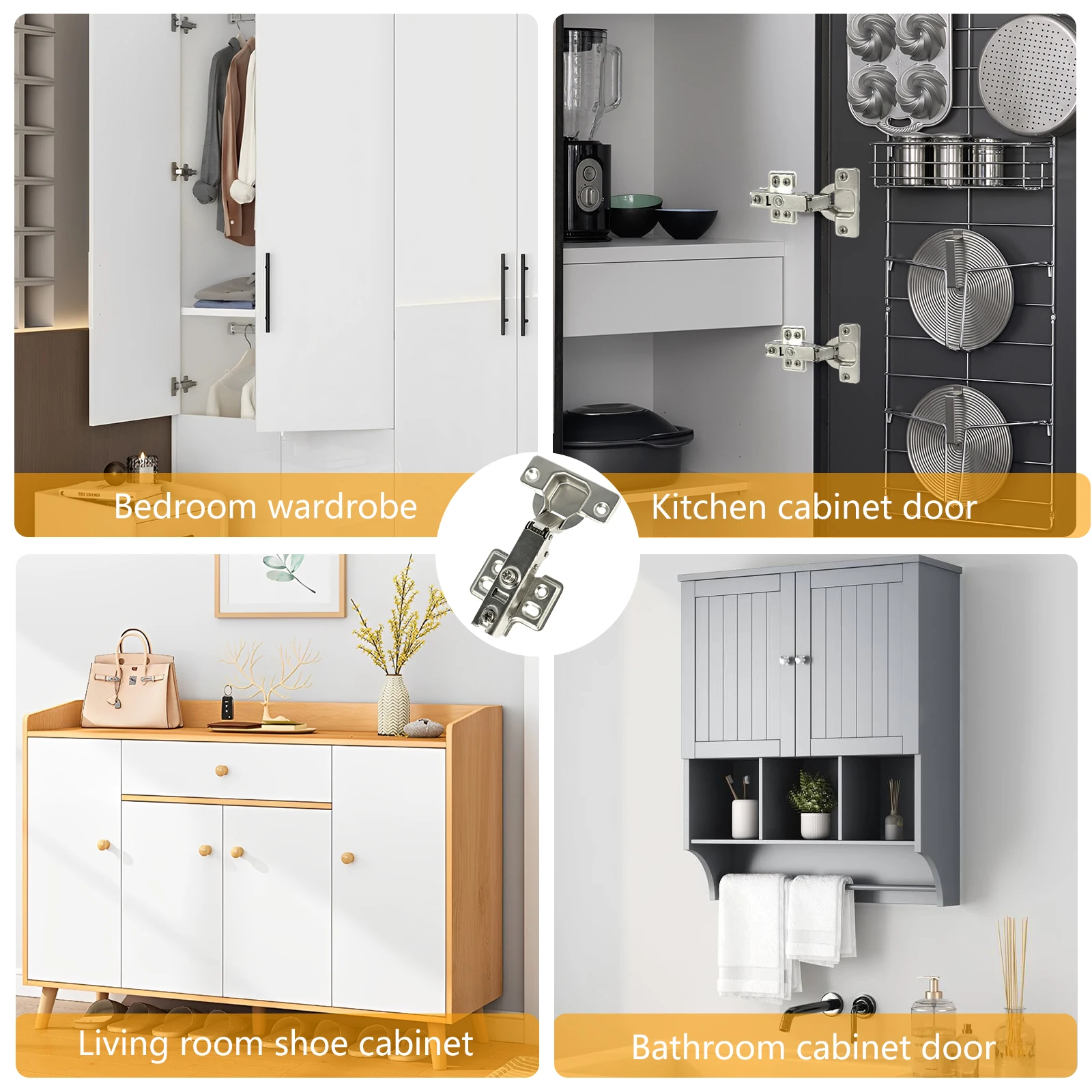 50PCS/10PCS 90-105° Lazy Susan Hinge Full Overlay Concealed for Corner Kitchen Cabinet Replacement Hardware Cupboard Folded Door