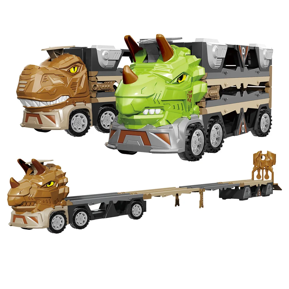 

Dinosaur Truck Mega Hauler Truck with Ejection Race Track,Kids Deform Catapulting Big Truck Storage Car Transporter Truck Toy