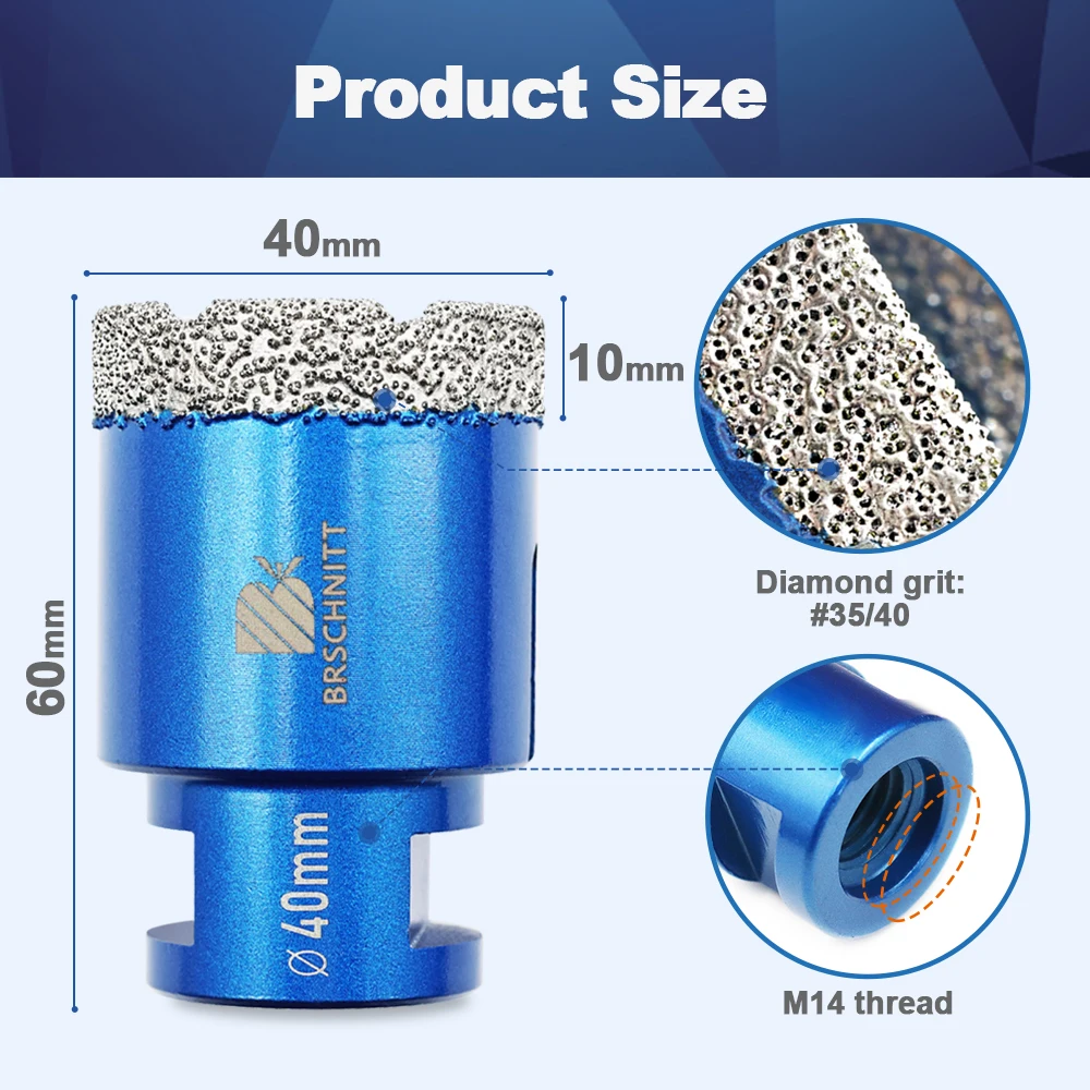 BRSCHNIT Diamond Drill Core Bit Drill 6-150mm 1Pc Diamond Drill Bit Hole Saw for Granite Porcelain Ceramic Drill Tile Cutter