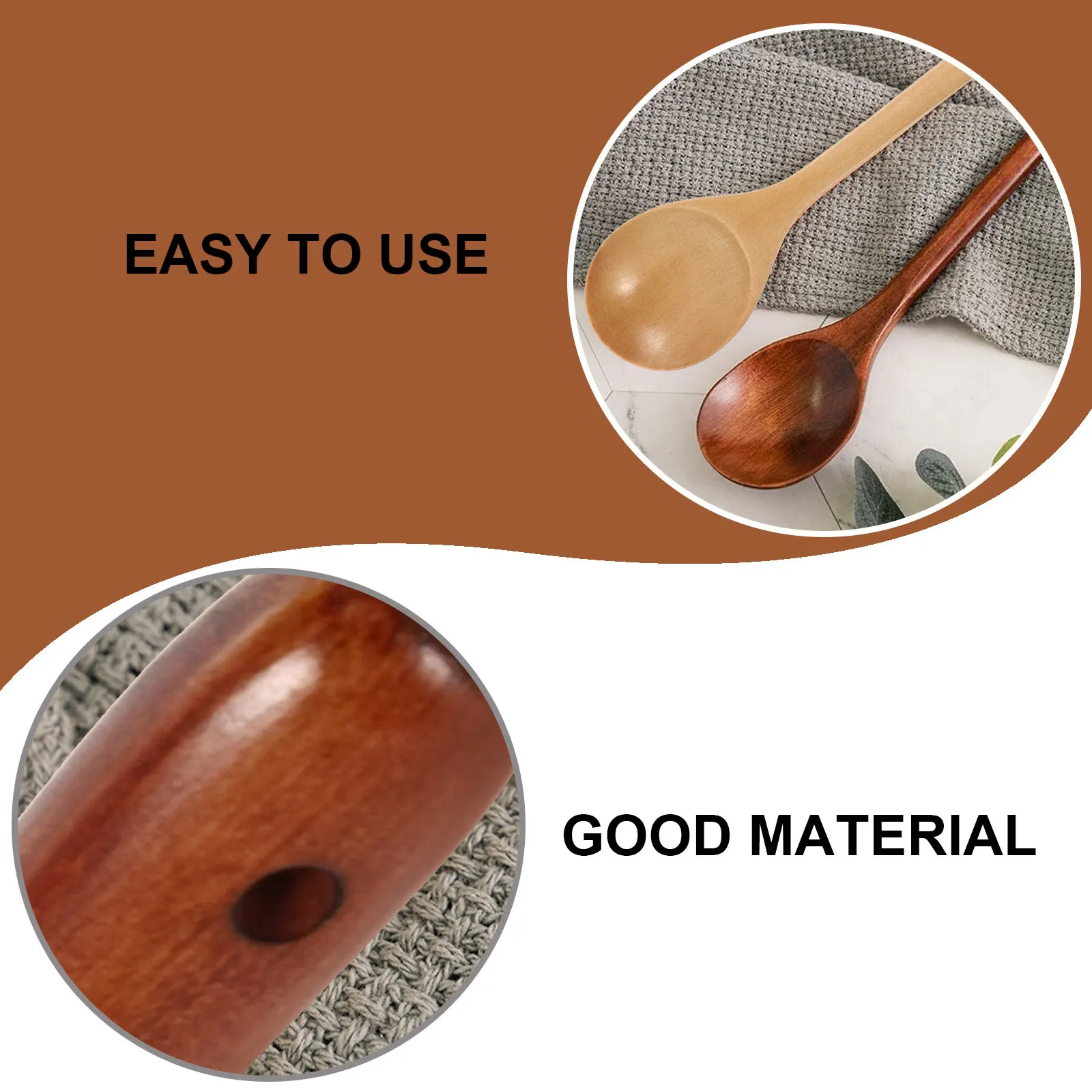 

1pc Wooden Rice Spoon Eco-Friendly Natural Round Stirring Spoons for Eating Coffee Honey Mixing Food Kitchen Supplies