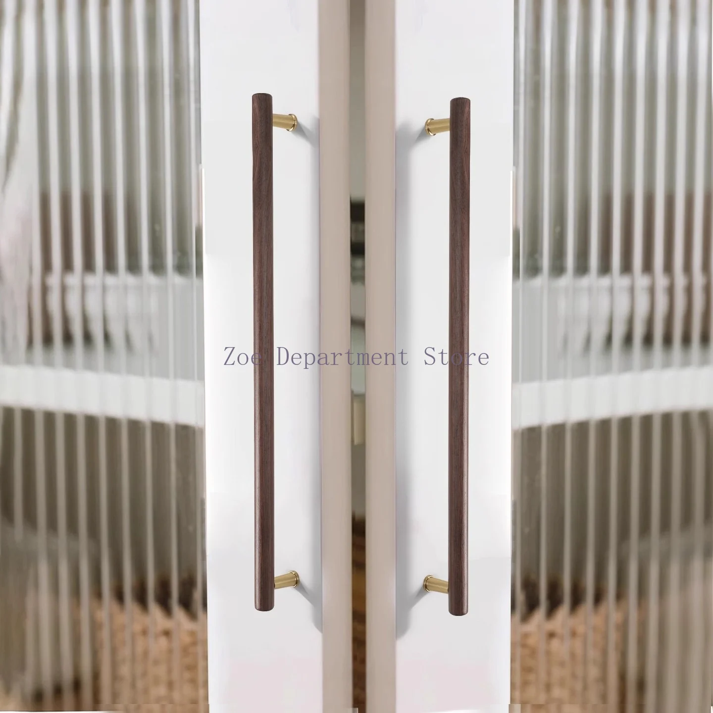 Nordic solid wood drawer cabinet door round handle walnut brass clothing cabinet handle modern simple Chinese single hole