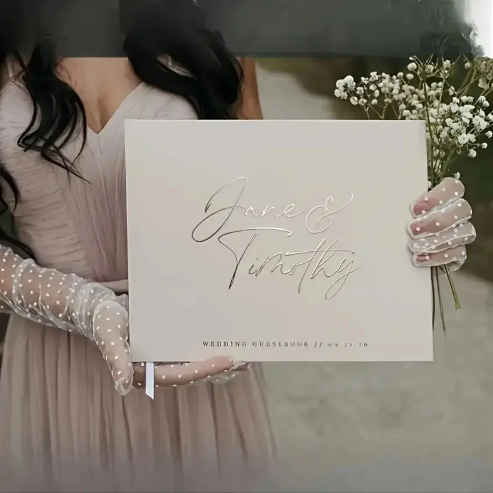 

Custom Personalized Wedding Guest Book Reception Guestbook with Pen Reception Signing Book Wedding Anniversary Gifts for Her