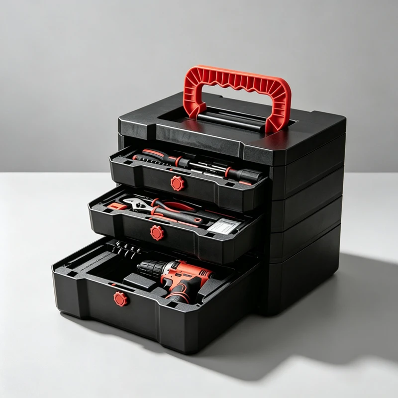 Factory Direct Supply 4-Tier Pull-out Hard Shell Toolbox Set Socket Wrench Tap & Power Screwdriver Hardware Tool Kit OEM ODM