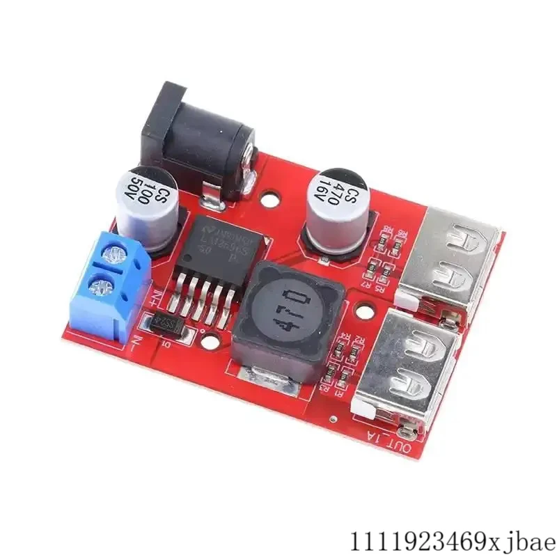 LM2596S Dual-port USB 9V/12V/24V/36V to Fixed Output 5V 3A Step-down Module Mobile Phone USB 5V Power Supply Equipment Red