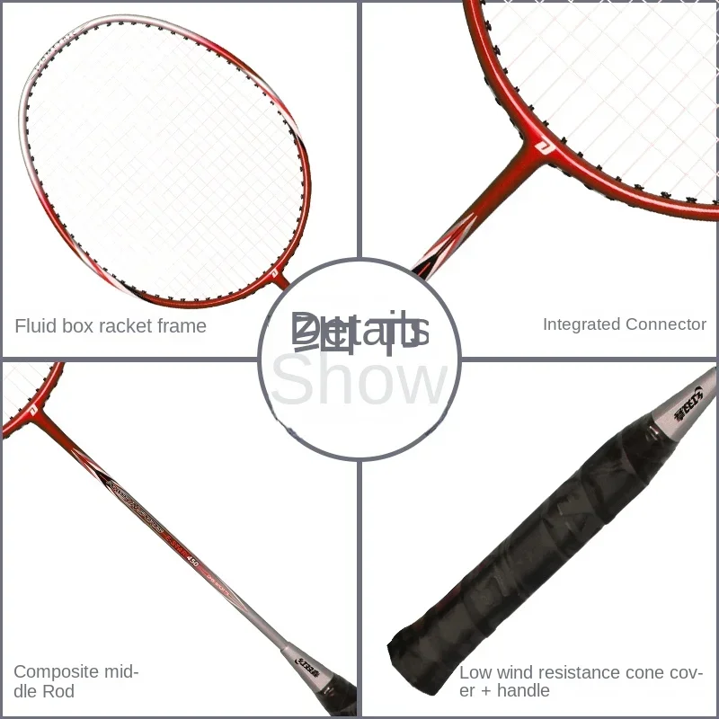 Raqueta de bádminton ultraligera totalmente de carbono para hombres y mujeres, duradera, raqueta doble para adultos, entrenamiento profesional, deportes