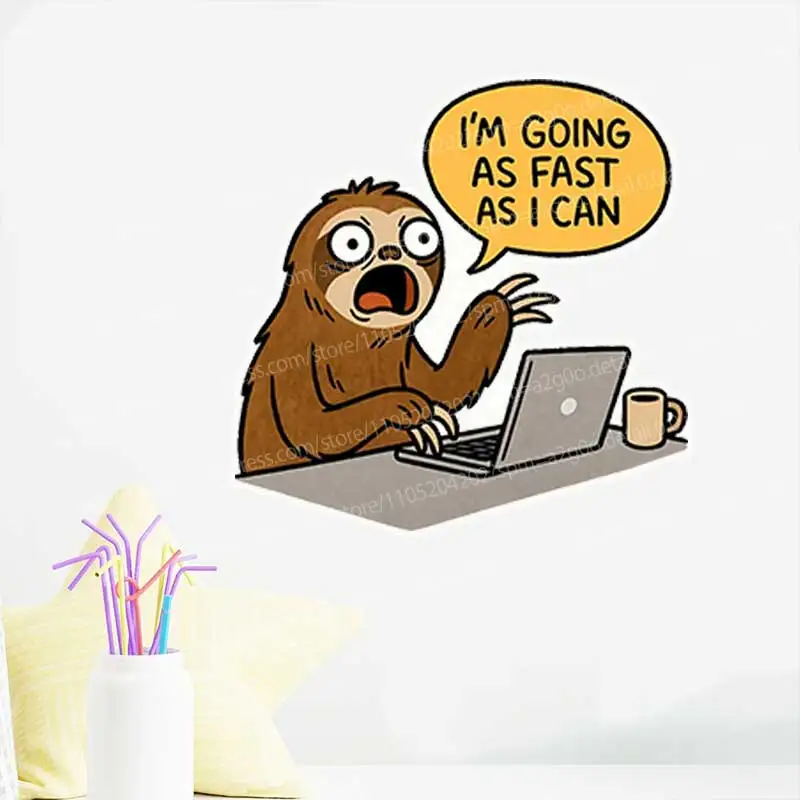 Sloth 'I Am Moving Forward' Vinyl Stickers Fun Motivational Desk Wall Art for Study Office Decor AA84