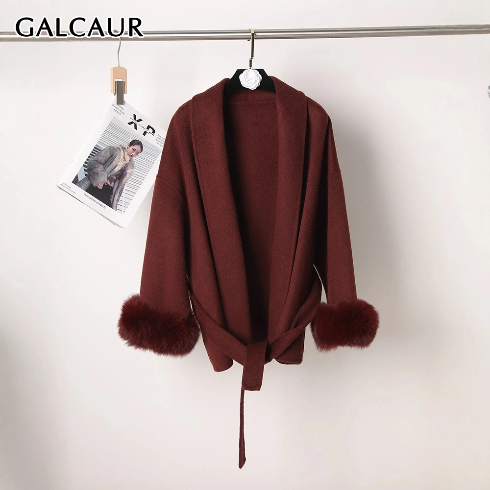 

GALCAUR однотонная элегантная куртка на шнуровке, женская свободная легкая роскошная куртка с лацканами и длинными рукавами, осенний модный стиль