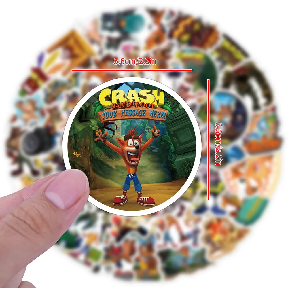 10/30/60PCS Crash Bandicoot Game Stickers Waterproof Laptop Phone Motorcycle Suitcase Skateboard Bike Car Cool Graffiti Kids Toy