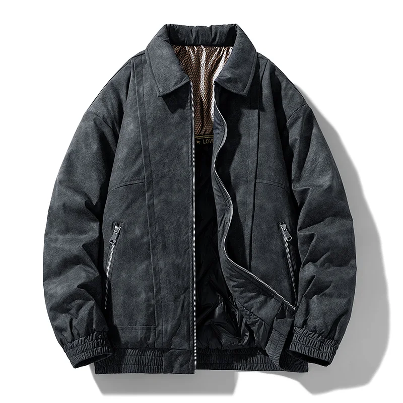 سترة قطنية كبيرة الحجم من الجرافين للتدفئة في الهواء الطلق معطف فضفاض عصري ماركة معطف شتوي سميك دافئ معطف طية صدر السترة