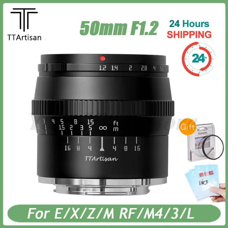 

TTArtisan 50mm F1.2 APS-C Manual Focus Lens for Leica L Nikon Z Panasonic Canon M EF-M /R M43 M4/3 Sony E Fujifilm Mount Camera