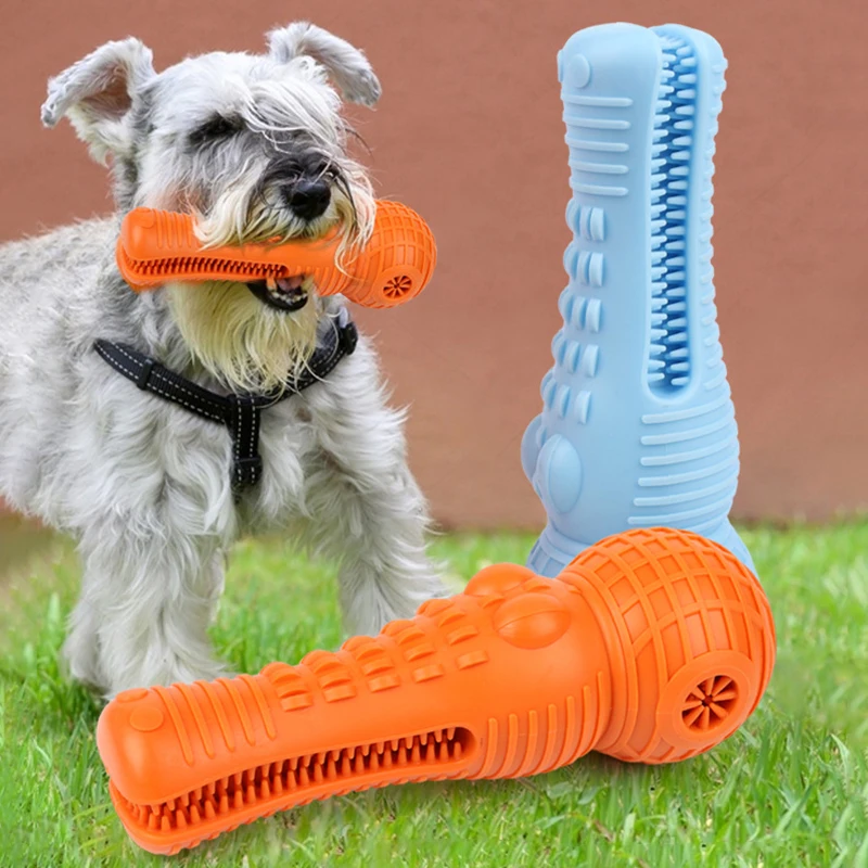 

Soft Durable Rubber Dog Chew Toys Sound Interactive 360 Degree Teeth Cleaning Oral Care Dog Brush Stick Toothbrush Puppy Stuff