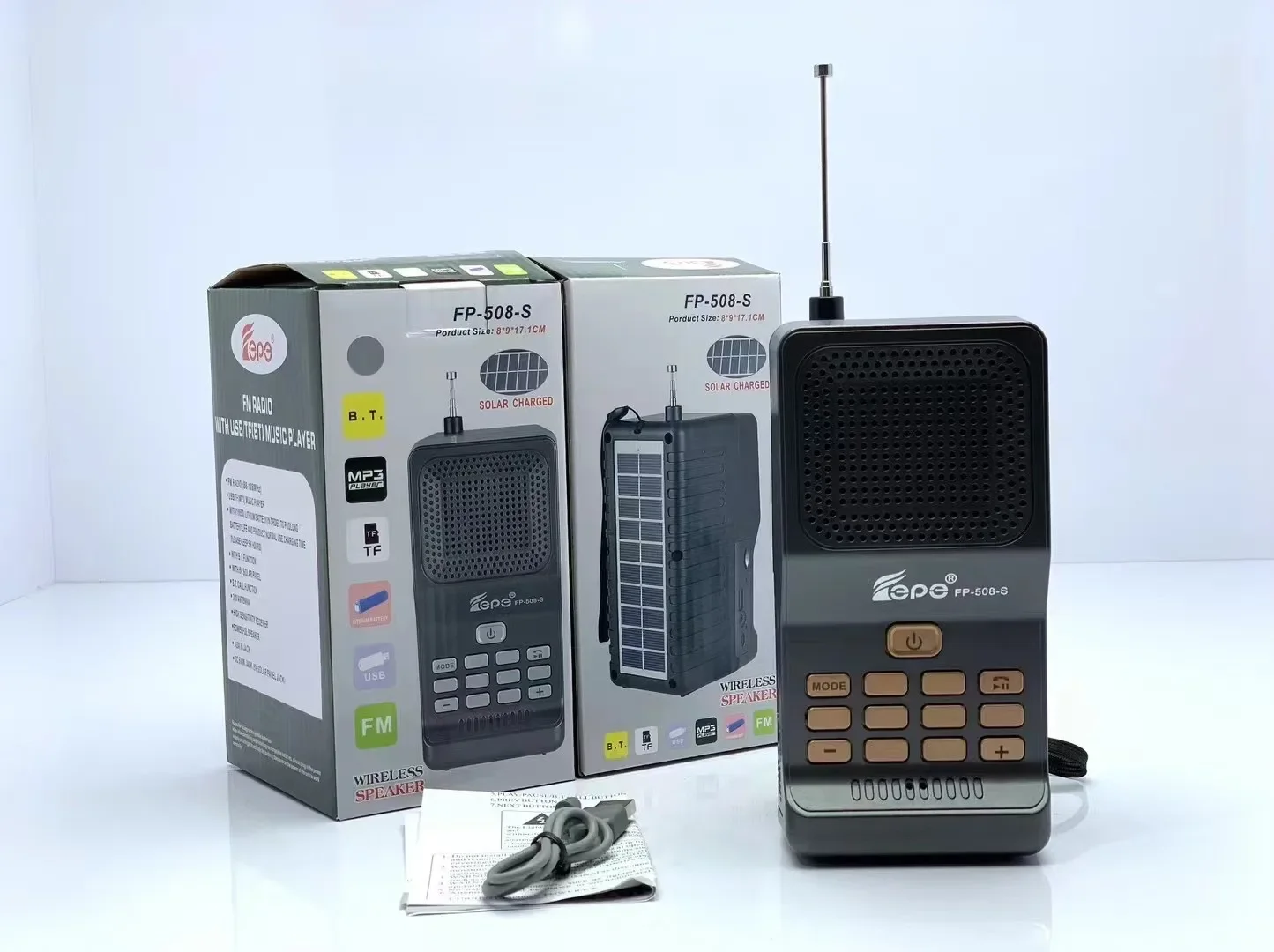 Fepe Factory Supply Oem Mobile Speaker With Solar Power  Usb TF FM Radio Speaker