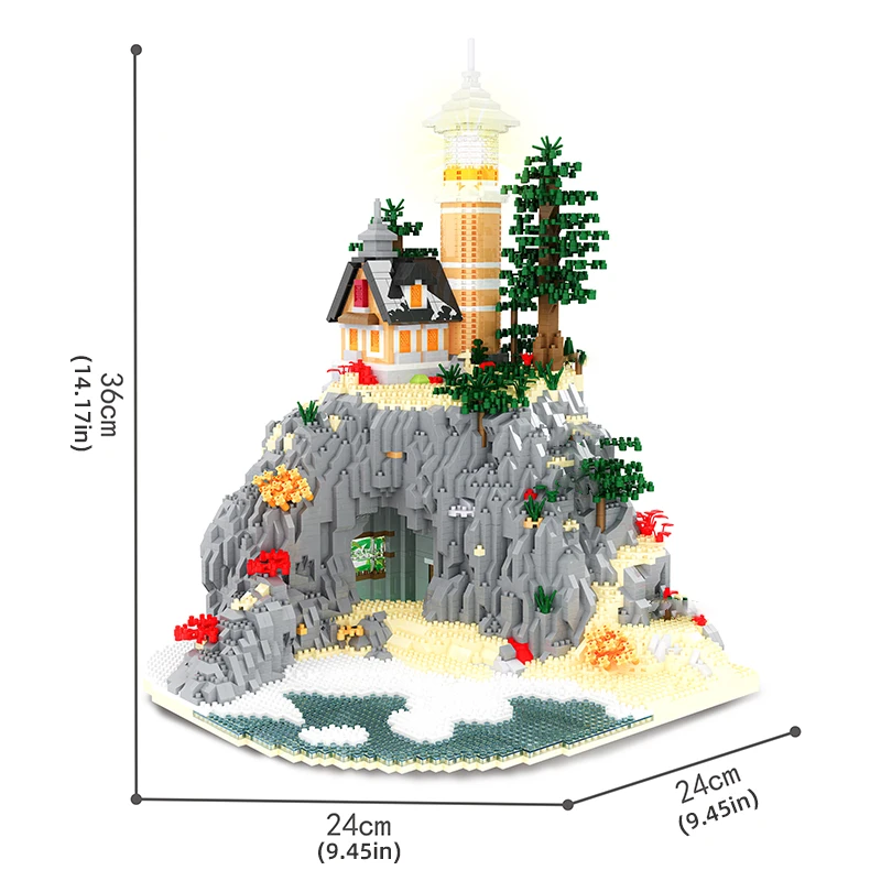 5100pieces Lighthouse Building Blocks Lighthouse Island DIY Assembly Model Bricks with Light Architecture Kids Christmas Gifts