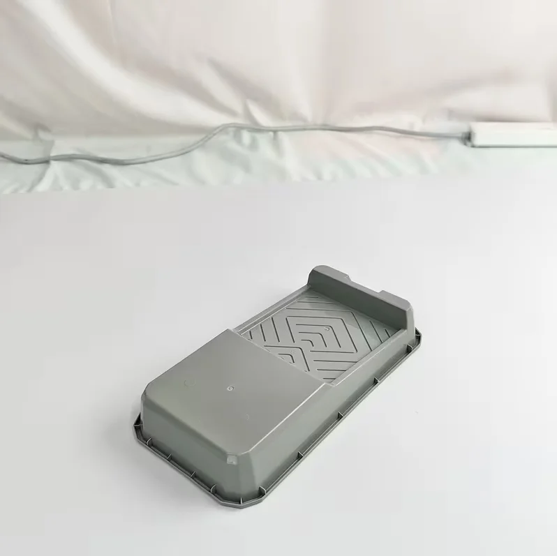 Reusable Gray Paint Tray, Sloped Groove & Brush Slot Design, Easy‑to‑Clean, for DIY Wall Painting Home Decoration