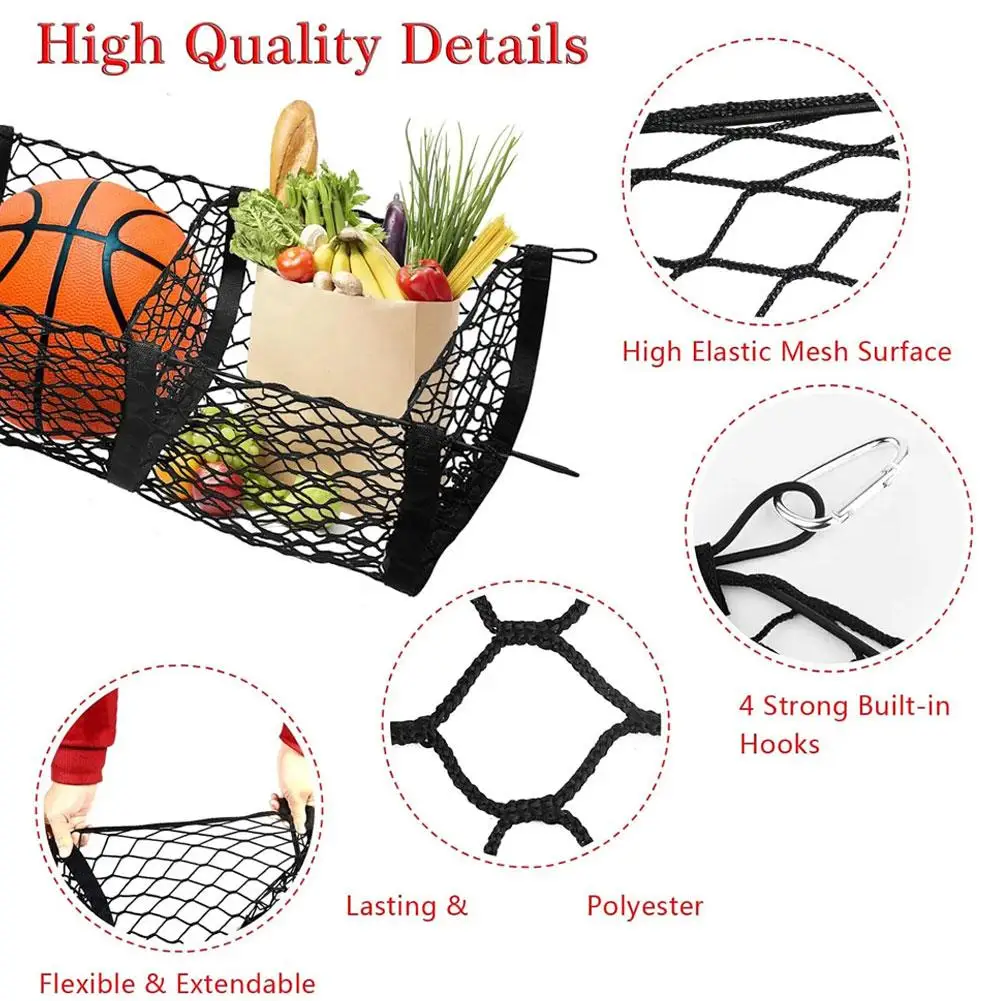 3/4 Pocket Elastic Trunk Storage Net for Tesla Cybertruck Luggage Net Pocket Trunk Storage Organizer Net Belt Installation Kit