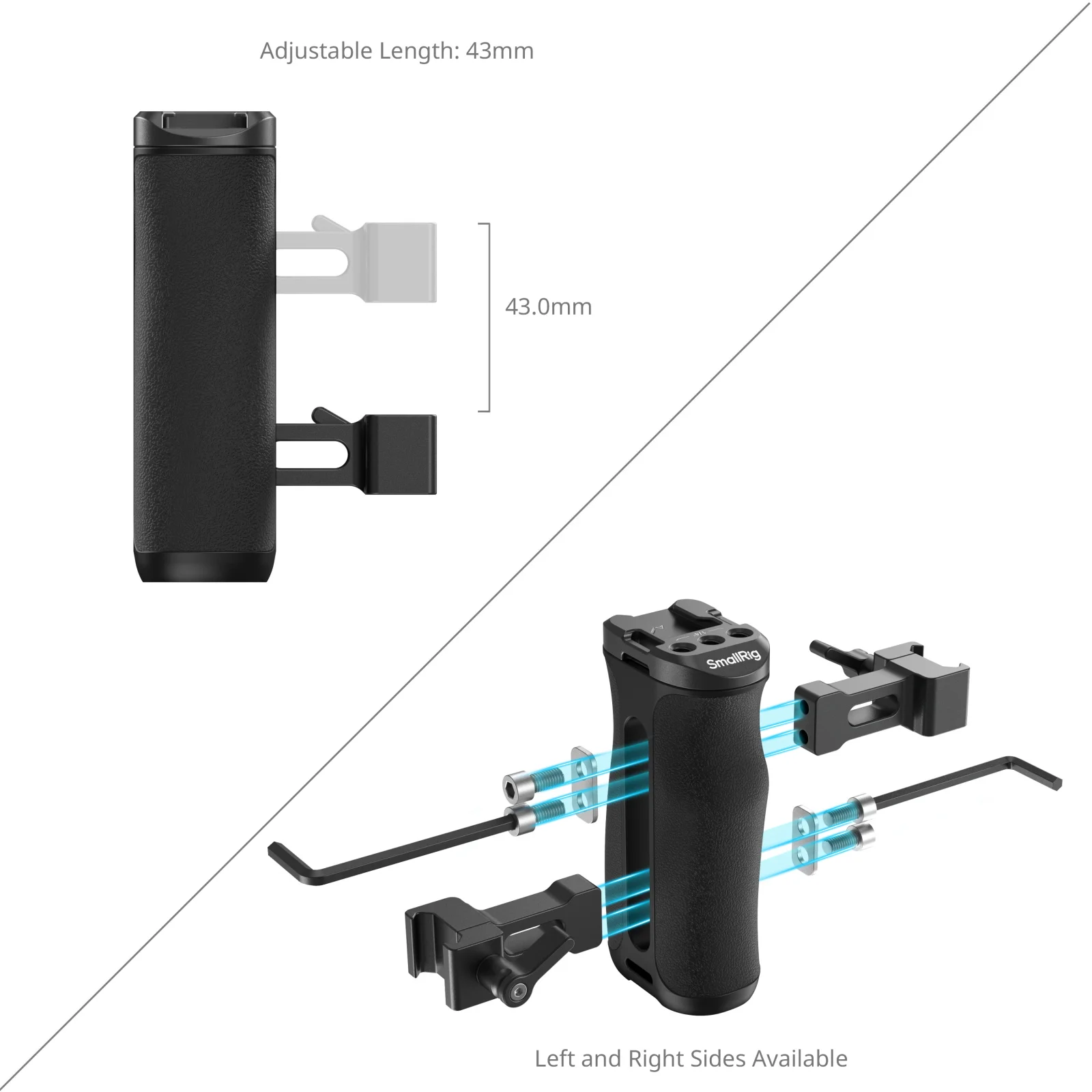 SmallRig mini NATO Side Handle Left and Right Changeable Vertically Adjustable to 43mm Side Handle Load 6kg 4840