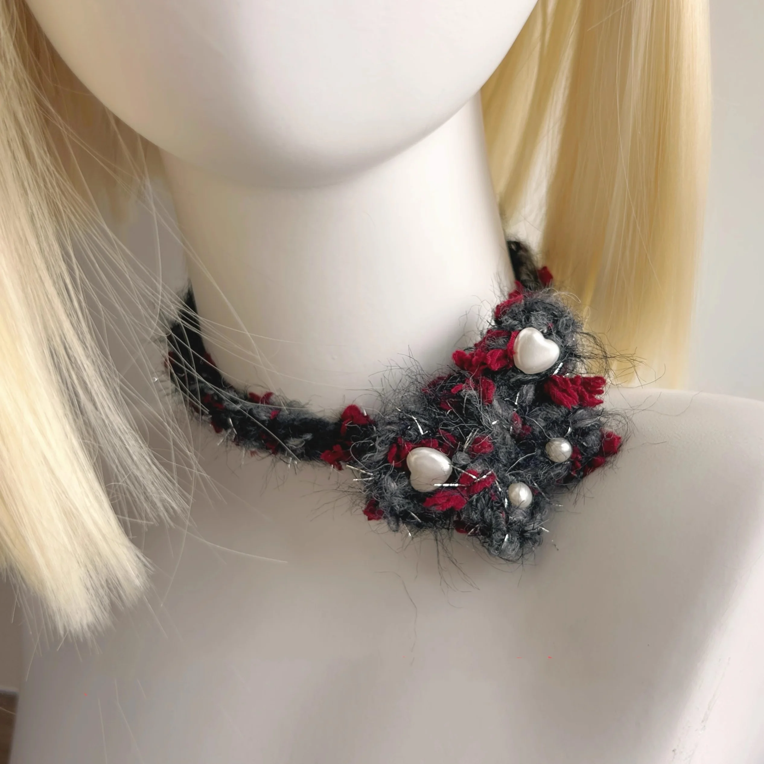 Заколка для волос Lost Rose Butterfly, оригинальный дизайн, готическое колье Y2K Harajuku, флисовое колье с розой и темным бантом, ожерелье