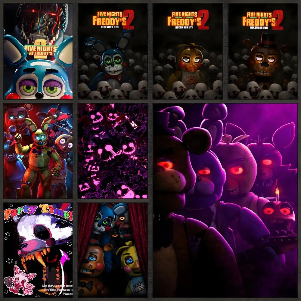 Game Five Nights At Freddys FNAF Horror Poster Peel And Stick Wall Art PP Waterproof HD Bedroom Living Room Home Decor Gift