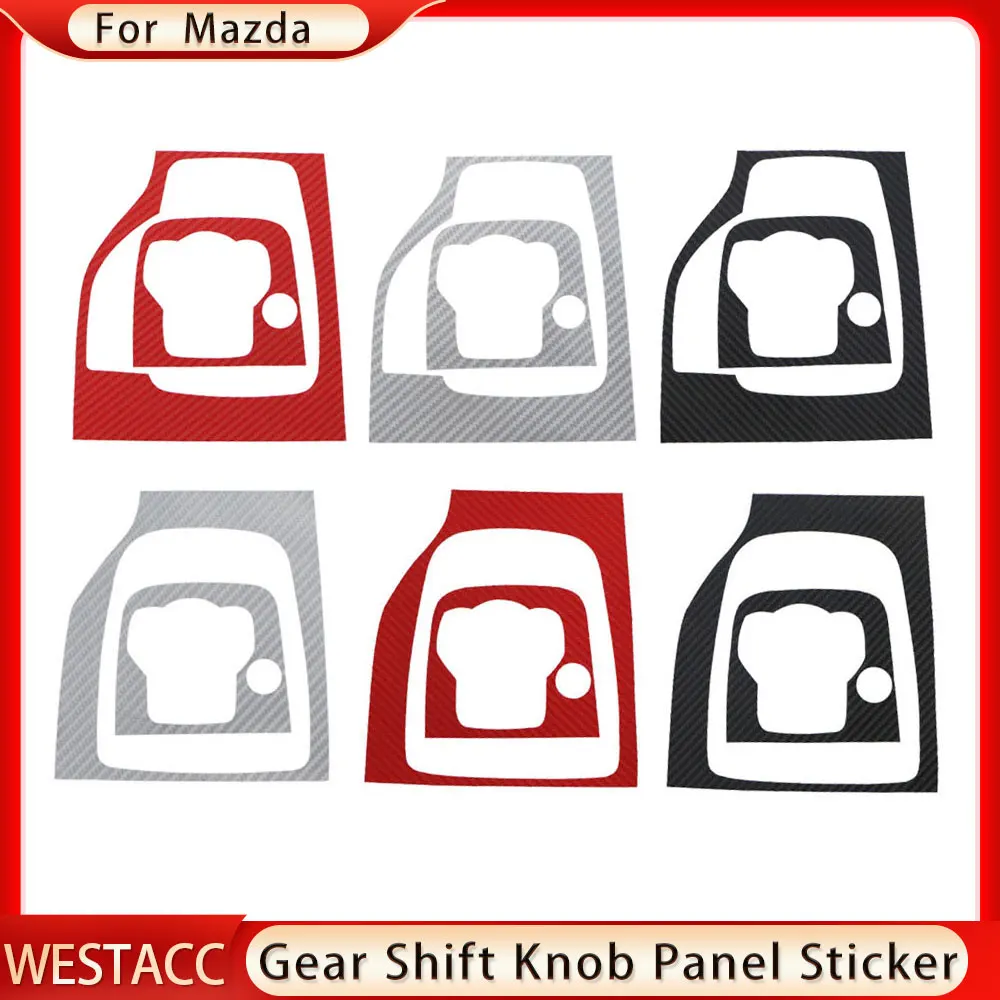 Carbon Fiber Car Gear Head Shift Knob Panel Cover Trim Sticker for Mazda 3 Axela 2014 2015 2016 2017 2018 2019 Accessories view 2