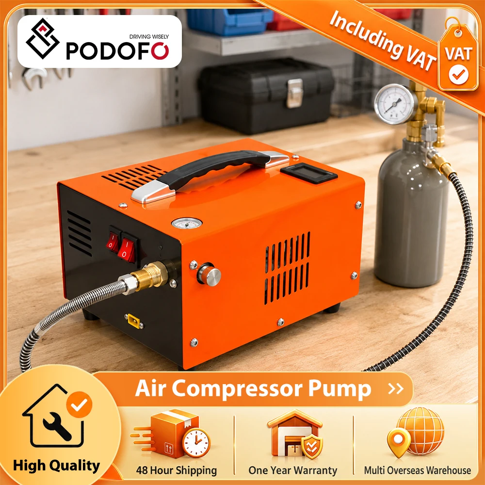 Compresseur d'air PCP Podofo 220V 30Mpa/4500 Psi, compresseur PCP portable avec adaptateur d'alimentation externe, ventilateur intégré, adapté au paintball, au fusil à air comprimé, au bouteille d'air de plongée, adapté aux fusils à air comprimé PCP, aux pistolets à air comprimé, aux pistolets de paintball