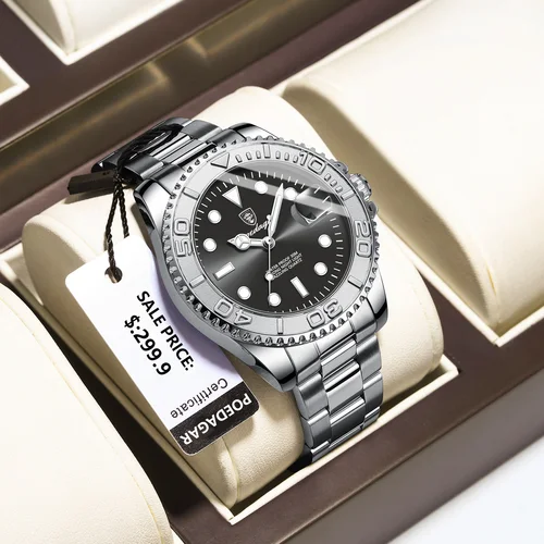 Reloj POEDAGAR de lujo para hombres de negocios, resistente al agua, fecha luminosa, relojes de acero inoxidable para hombres, reloj militar de cuarzo de alta calidad para hombre