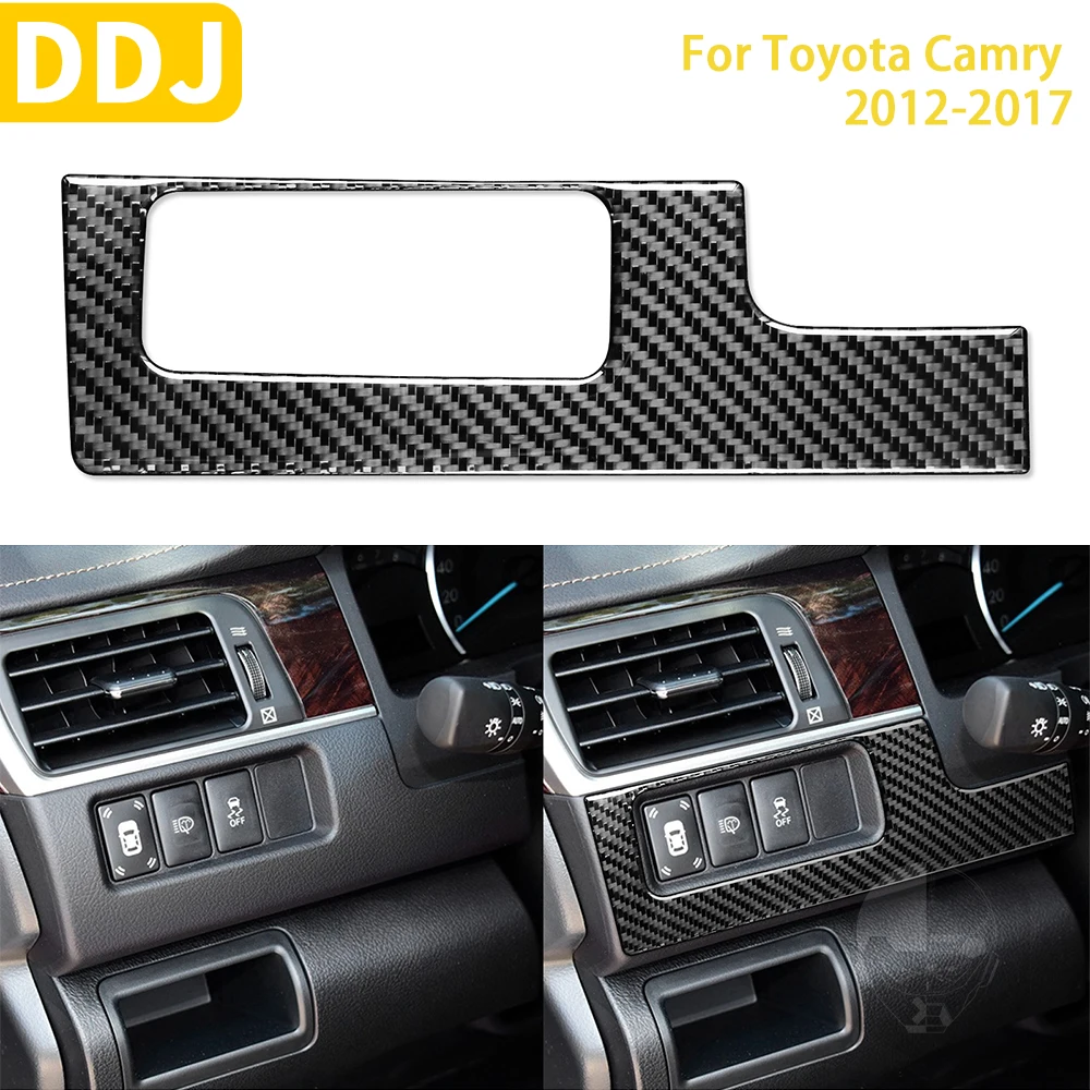 For Toyota Camry 2012-2017 Asian Edition Car Accessories Carbon Fiber Interior Headlight Switch Cover Trim Stickers Decoration